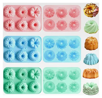 Produktbild von Silikon Gugelhupfform, 3 Stück Wiederverwendbare Mini Muffinform mit Antihaftbeschichtung für Kekse, Bagels und Muffins