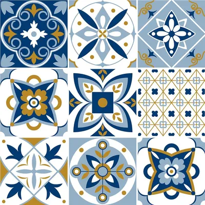 Image de Autocollants décoratifs pour carrelage de cuisine et de salle de bain – 9 autocollants Leonel Azulejos – 9 autocollants de 15 x 15 cm