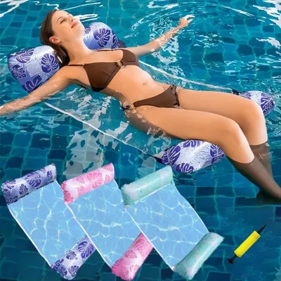 Image de Hamac gonflable, lot de 3, avec pompe, en PVC, pour piscine