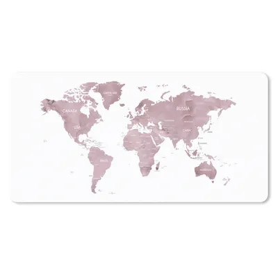 Produktbild von MuchoWow® Mauspad Mousepad Weltkarte - Rosa - Marmor 60x30 cm - Mousepads - Maus Mat - Pad - Mausunterlage - Nachhaltig