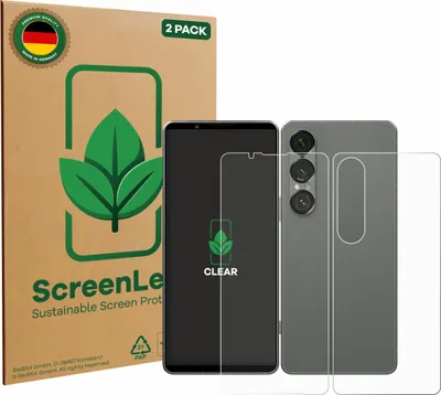 Produktbild von 2x ScreenLeaf Schutzfolie für Sony Xperia 1 VII (Display+Rückseite) nachhaltiger Displayschutz Display Schutz Folie Klar Transparent
