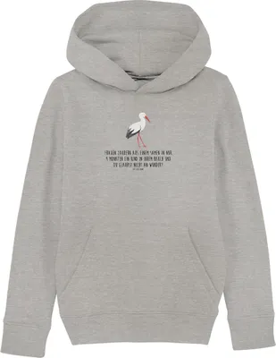 Produktbild von Mr. & Mrs. Panda Kinderpullover Storch 5-6 Jahre (110/116) - Heather Grey - Geschenk, Pullover, Hoodie, Kinderbekleidung, Mütter, Pulli, Sweatshirt, Mutter, Baby, Sweater
