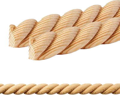 Produktbild von Holz Profilleiste in 16 x 7 x 1000 mm | 2er Set - 2 Meter | Schnitzleiste Halbrundstab aus Kiefernholz SK-751 mit 3D Spiral-Motiv