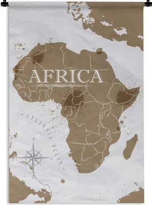 Produktbild von MuchoWow® Wandteppich Wandbehang Weltkarte - Braun - Afrika 90x135 cm Tapisserie Dekoration Wandtuch - Baumwolle - Wandskulptur