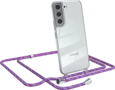 Produktbild von EAZY CASE Handykette kompatibel mit Samsung Galaxy S22 5G, Handyhülle mit Umhängeband, Handykordel, Schutzhülle Clear, Band in Bunt