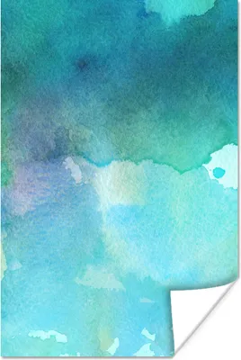 Produktbild von MuchoWow® Poster Aquarell - Grün - Blau 80x120 cm - Papierdruck