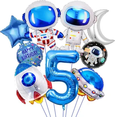 Produktbild von Weltraum Astronauten Geburtstagsdeko Set 5 Jahre Jungen Party Ballons