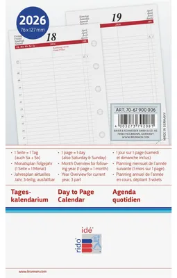 Produktbild von Tageskalendarium Timing 3 1 Tag/Seite 7,6x12,7cm 2026.