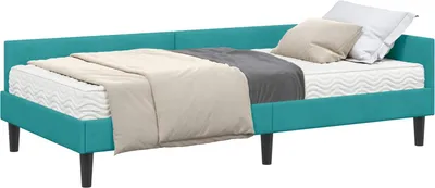 Image de vidaXL Cadre de lit d'angle avec matelas Autres 2 pcs turquoise velours