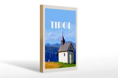 Produktbild von Holzschild Reise 20x30cm Tirol Kirche auf den Berg Natur Wald