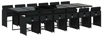 Immagine prodotto di vidaXL set da pranzo da giardino da 13 pezzi con cuscini in polirattan nero