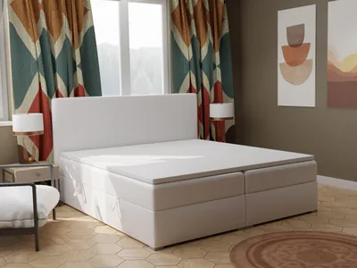 Obrázek produktu pro Postel FEDVE se skříňovými pružinami Ložnicová postel KOLORADO se 2 zásuvkami, manželská postel s matrací Bonell a topperem 140x200