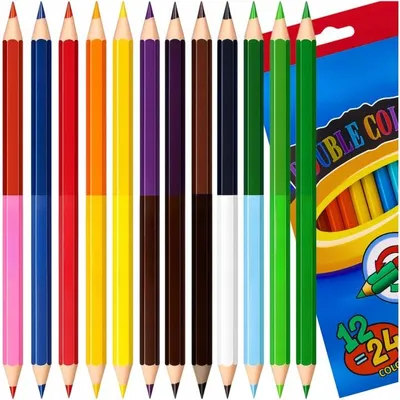 Zdjęcie produktu dla Kredki Szkolne Dwustronne 12 Szt 24 Kolory Do Szkoły Dla Malowania