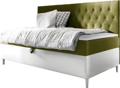 Produktbild von MIRJAN24 Boxspringbett Filip Junior 2 80x200, Einzelbett mit Bonellfederkern, Härtegrad - H3 (Farbe: Soft 017 + Fresh 12)