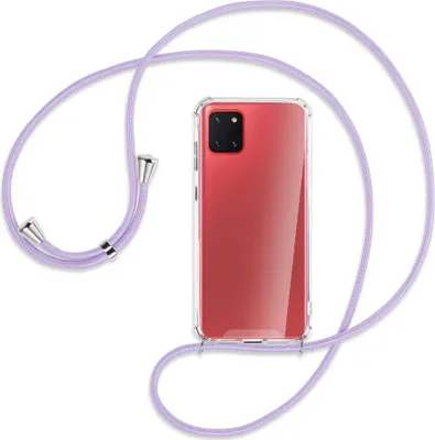 Produktbild von Handykette Backcover-Schutzhülle mit Band (Metall silberfarben) für Samsung Galaxy Note 10 Lite - violett