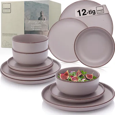 Produktbild von SÄNGER Steingut Geschirrset Bombay Basalt 12 teilig für 4 Personen