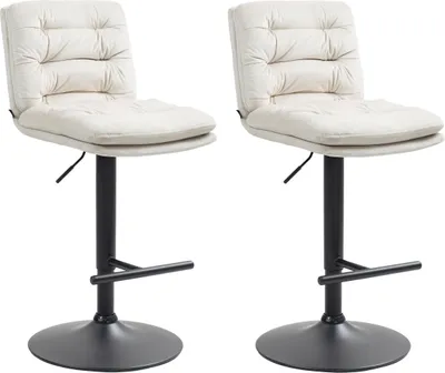 Produktbild von 2er Set Barhocker Damar Samt schwarz  - creme