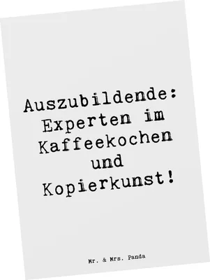 Produktbild von Mr. & Mrs. Panda Postkarte Spruch Auszubildende Kaffeekünstler - Weiß - Geschenk, personalisierte Geschenke, Ansichtskarten, für Azubis, berufliche Ausbildung, Beruf