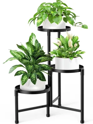 Image de Omgoods - Étagère à plantes robuste, à 3 niveaux, pour intérieur et extérieur
