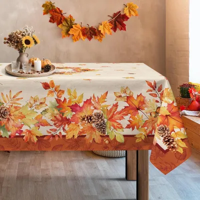 Produktbild von Tischdecke Herbst Ahornblätter Polyester 152 x 304 cm Rechteckig