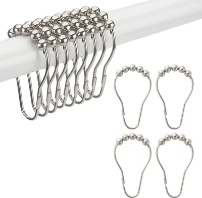 Produktbild von Duschvorhanghakenringe, rostfreie Metall-Duschvorhanghakenringe für Duschstangen und Duschvorhänge im Badezimmer – 12er-Set