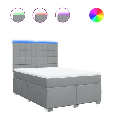 Produktbild von Boxspringbett mit Matratze Hellgrau 160x200 cm Stoff