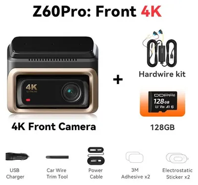 Obrázok produktu pre Dashcam – 4K Ultra HD, dvojitá autokamera – predná a zadná kamera s 5GHz Wi-Fi, GPS a parkovacím monitorovaním