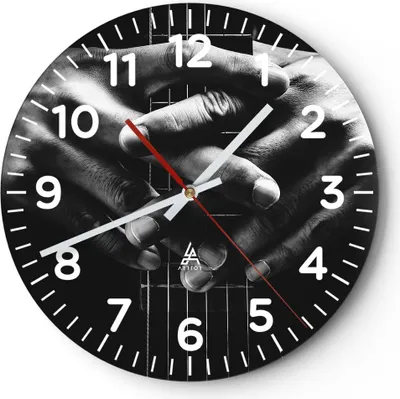 Produktbild von Wanduhr - Rund - Glasuhr - Gitarre Musiker Musik - 30x30cm - Schleichendes Uhrwerk - Lautlos - zum Aufhängen bereit - Dekoration Modern - Wanddekoration aus Glas - C4AR30x30-4960