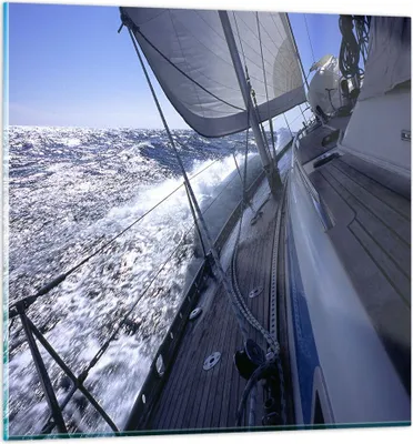 Produktbild von Bilder auf glas - Boot Ozean Reise Yacht - 30x30cm - Glasbilder - Wandbilder - Kunstdruck - zum Aufhängen bereit - Wanddekoration aus Glas - Glas Bilder - Wandbild auf Glas - Einteilig - GAC30x30-0373