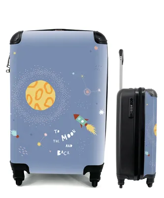Produktbild von MuchoWow® Koffer Handgepäck Trolley Rollkoffer Kleine Reisekoffer mit 4 Rollen - Rakete - Sterne - Cabin Size < 55x40x23 cm & 55x40x20 cm - Fotokoffer - Kabinenkoffer - Boardgepäck - Reise-Box - Reisekoffer - Reisegepäck - Koffer mit Bild - Trolley für Kinder