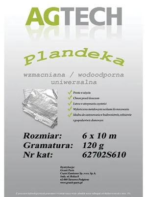 Obrázok produktu pre Vystužená vodeodolná plachta, strieborná, 6x10m, gramáž 120 PL120610