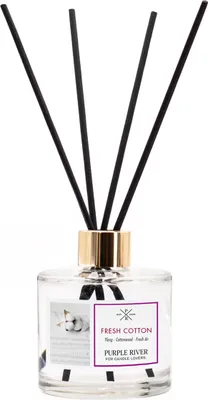 Produktbild von Reed Diffuser, Aroma Diffuser, Duftöl Diffuser | Fresh Baumwolle | 100 ml, Glas, ohne Flamme & Strom, für Wohnzimmer