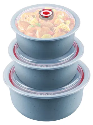 3er-Set Frischhaltedosen mit Deckel, 260/480/900 ml, blau