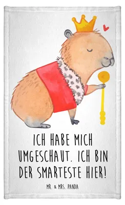 Produktbild von Mr. & Mrs. Panda Handtuch Capybara König - Weiß - Geschenk, Kleines, Gäste-WC, Gästehandtuch 30x50, Lustige Sprüche, Gästetuch, Frotteetuch