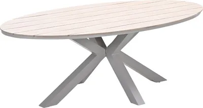 Produktbild von Edison Tisch oval - 220x115 cm -taupe -light teak Vironwood