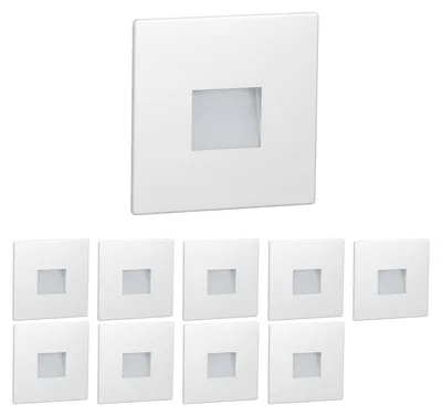Productafbeelding van ledscom.de 10x LED-traplelamp/wandlamp voor binnen en buiten, inbouwspot, vierkant, 85 x 85 mm, warm wit