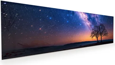 Produktbild von Glasbild 120x40cm in XXL für Wohnzimmer, Schlafzimmer Motiv Sternenhimmel Baum