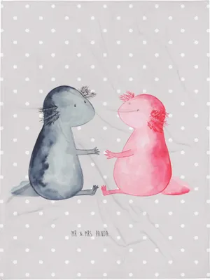 Produktbild von Mr. & Mrs. Panda XL Kuscheldecke  Axolotl Liebe - Grau Pastell - Geschenk, Jahrestag, Ehemann, Valentinstag