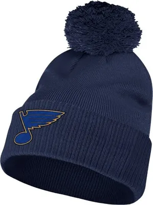 Zdjęcie produktu dla Czapka bobble NHL z mankietami, drużyny NHL, logo St. Louis Blues, granatowa, rozmiar: OSFM