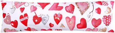 Produktbild von Renforcé Seitenschläferkissen Bezug 40x145cm - Herzen Landhaus, Liebe, Love - 100% Baumwolle, Bezug, Kissenbezug (BS-Valentin-Weiß)