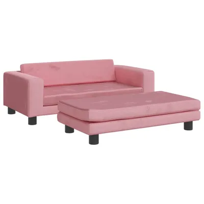 Produktbild von Kindersofa mit Hocker Rosa 100x50x30 cm Samt