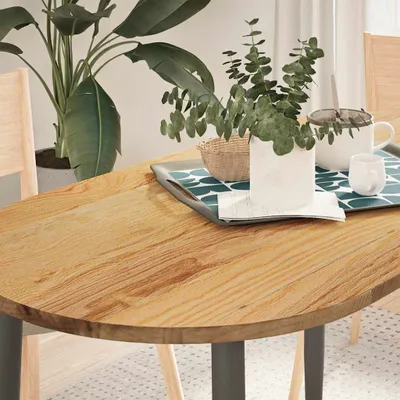 Image de Plateau de table design marron clair 120x60x2 cm chêne massif ovale, Plateaux de table Nouveau