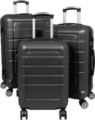 Produktbild von ABS Hartschalen Koffer Set M,L,XL Gepäck Trolley aufrecht rollbar Itzum Anthrazit M+L+XL