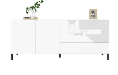 Produktbild von Sideboard "Sophia" 152 cm mit Metallfüßen weiß-glänzend