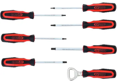 Produktbild von KS Tools ERGOTORQUEplus Schraubendreher-Satz inklusive Flaschenöffner, 7-tlg, Torx