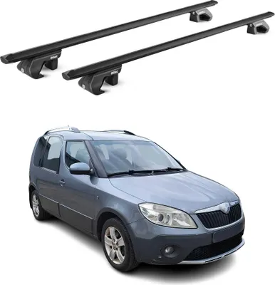 Image de Barres de toit transversales pour Skoda Roomster 5J 2006-2015 Alu Noir 2x ABE