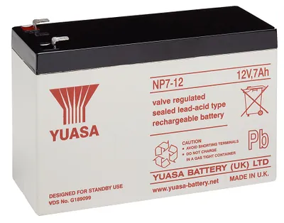 Zdjęcie produktu dla Yuasa NP7-12, Ołowiany (VRLA), 12 V, 1 szt., Czarny, Biały, 5 lat(a), 20 h