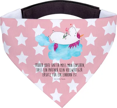 Produktbild von Mr. & Mrs. Panda Dreieckstuch für Hunde Einhorn Verliebt - Rot Pastell - Geschenk, Liebesbeweis, Halstuch Hund, Tuch, Hundehalstuch, Hunde-Halstuch, Wolke, Liebe, Unicorn