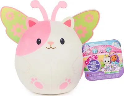 Productafbeelding van Kabinetje met pluchen knaagdier, met geluidseffecten, 14 cm - wit-roze