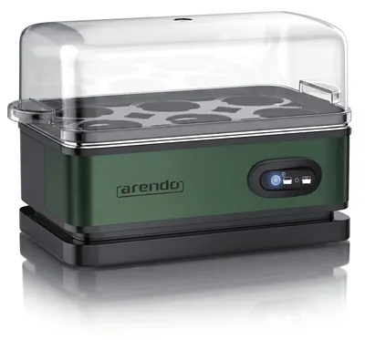 Imagen del producto de Hervidor de huevos SIXCOOK para 1 a 6 huevos, 400 W, 3 niveles de cocción, función de mantener caliente, interruptor basculante con indicador luminoso, señal sonora, protección contra sobrecalentamiento, acero inoxidable, color verde